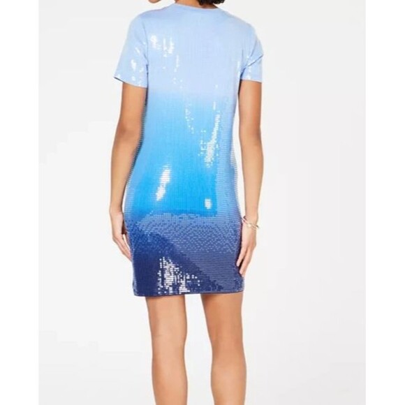 DESIGNER MICHAEL KORS OMBRE' SEQUINS CREWNECK PULLOVER DRESS MED - Picture 3 of 13